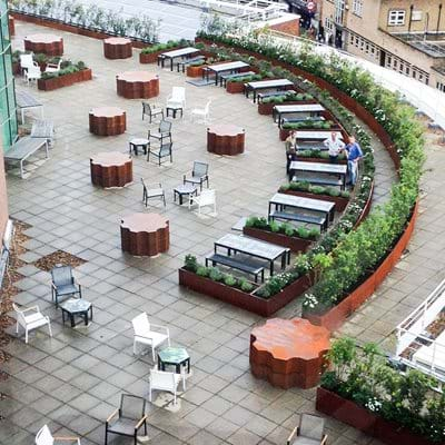 Bespoke Corten Steel Effect Planters and Cogs